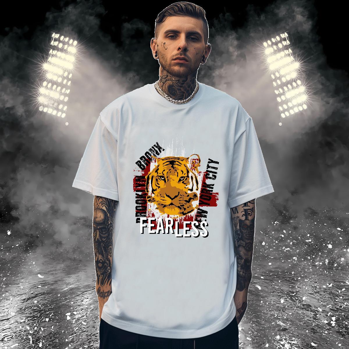 Loose Fit T shirt tiger O-Neck Short Sleeve Sport Custom Print Plus Size 230g Pure Cotton Men Tees DIY Customized Tshirts