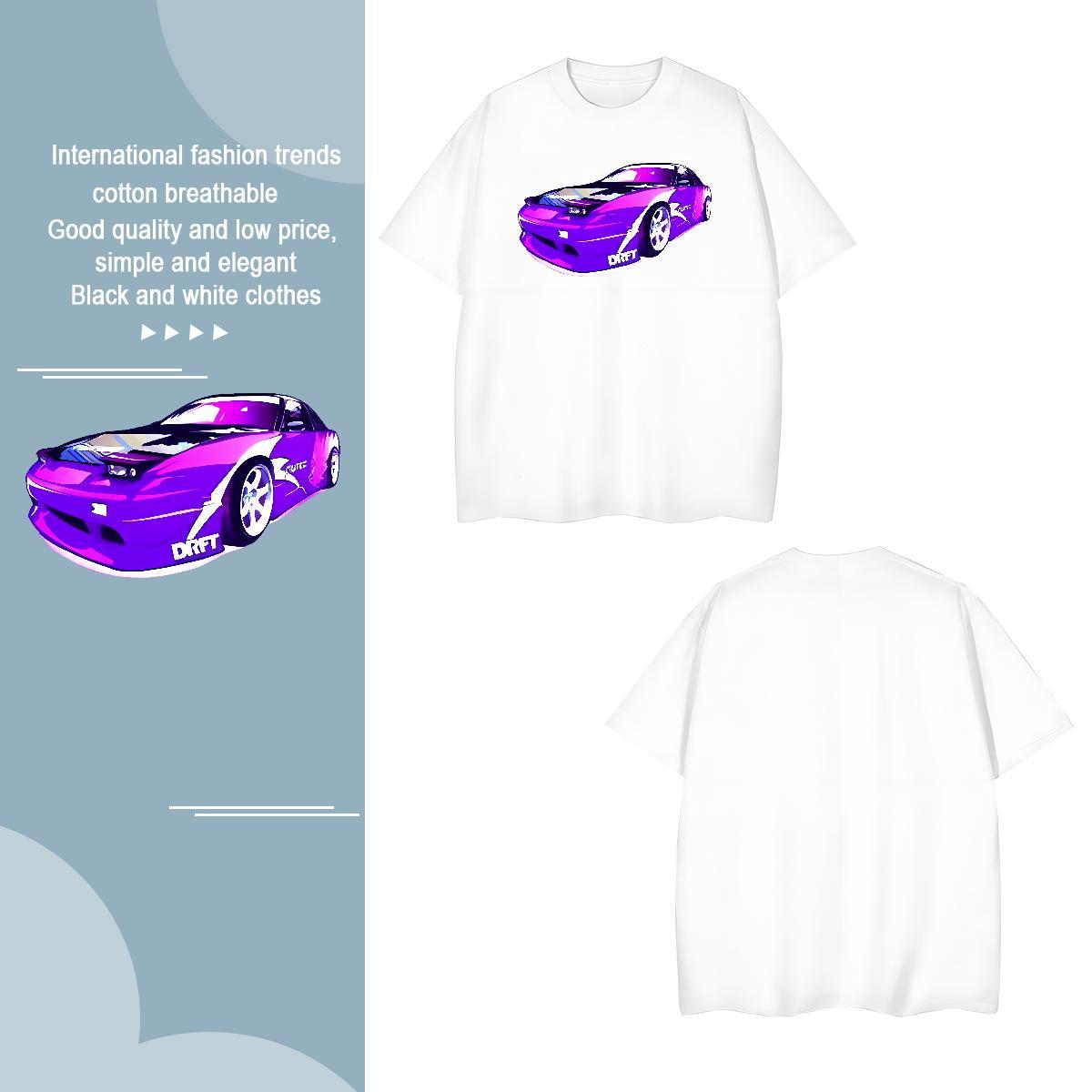 Cool Design car 100% Cotton 230g Mens Tshirts Outdoor Pure Cotton Man T Shirts DIY Anime Print Clothings