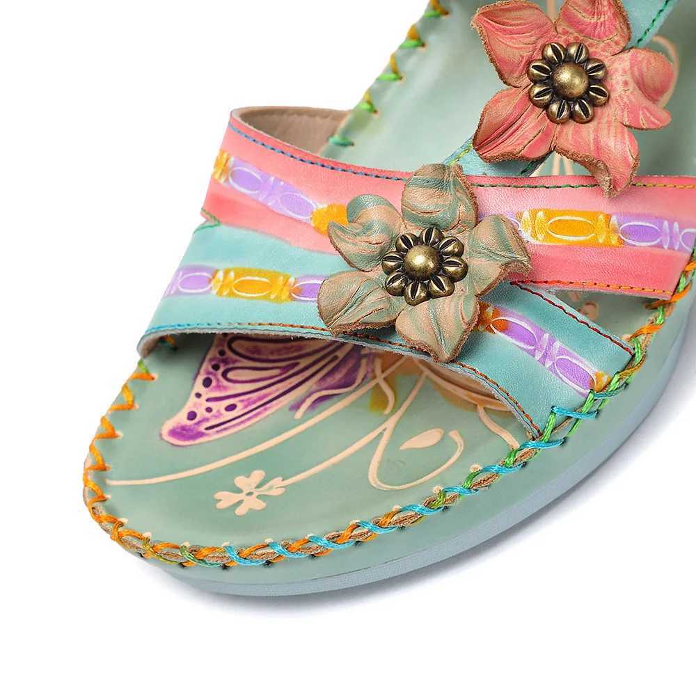 Vicconfy Leather Floral Womens Sandals CL240806