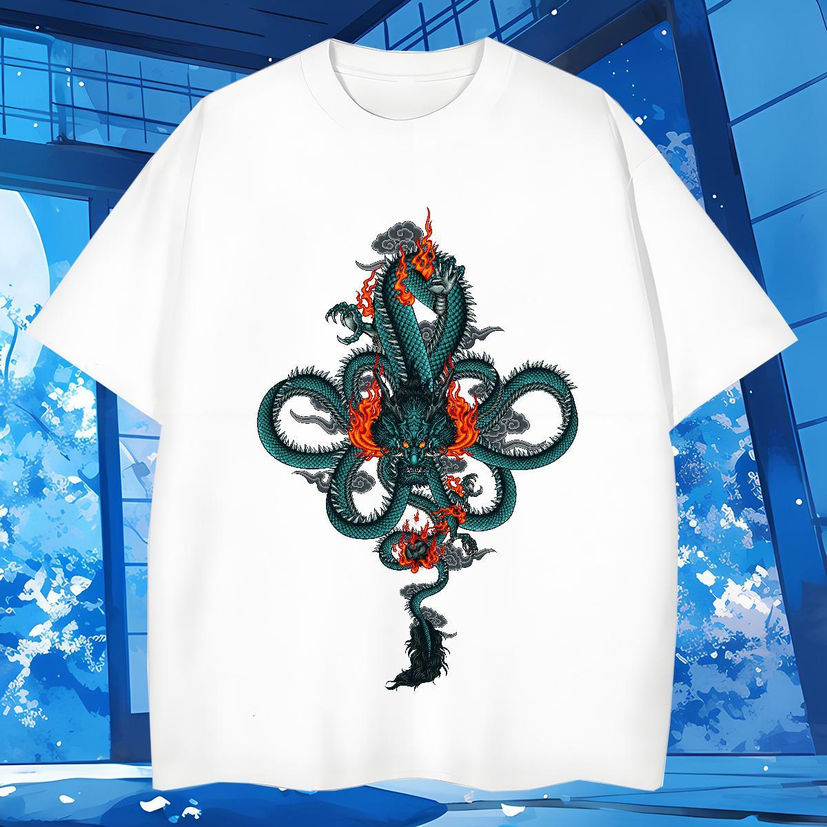 T Shirts Men 230g Pure Cotton fire Street Wear Breathable Short Sleeve DIY Men Clothes T-Shirt Fashion Casual Unisex Tee Shirt