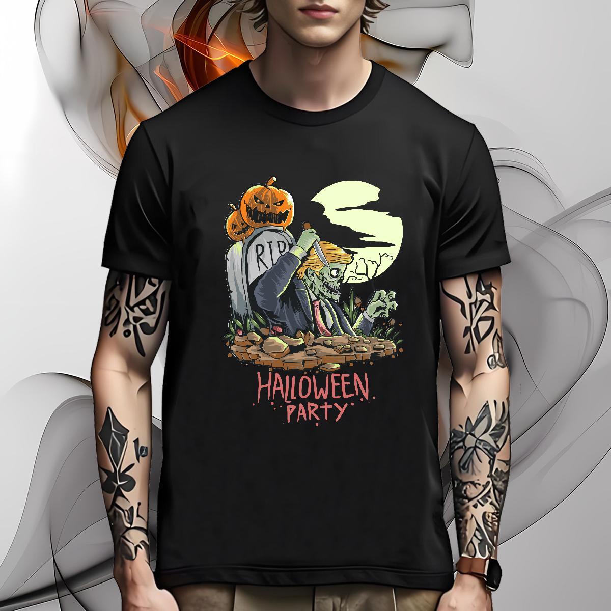 Cool T Shirts Men halloween Breathable Crew Neck Casual Beach DIY Printed 230g Cotton Couples T Shirts Casual New Clothings