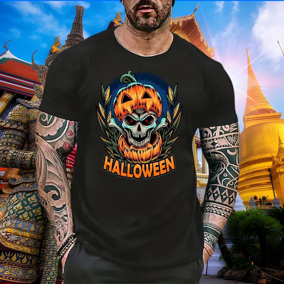Cool Design T-Shirts for Men halloween Pure Cotton Street DIY Logo Oversized 100% Cotton 230g Tshirt for Man Woman Customized Tops
