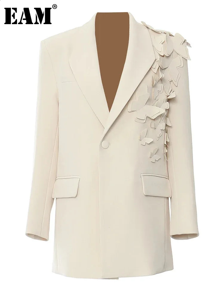 Womens Apricot Butterfly Large Elegant Jacket Style Collar Long Sleeve Fashion Trend SpringSummer 1DH5934 240819