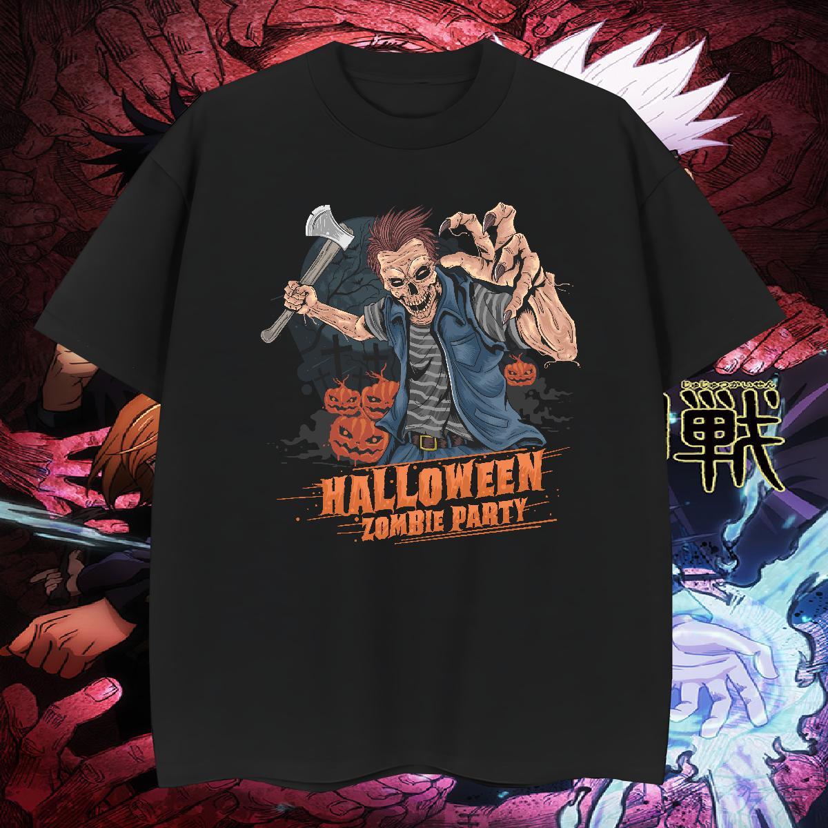 Cool T-Shirts halloween O-Neck Short Sleeve Street Casual Anime 230g Pure Cotton Men Tees New Tops