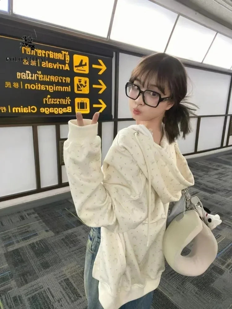 QWEEK Coquette Flower Butterfly Printed Zipper Hoodie Womens Sweet Kavay Cute Sweatshirt Fashion AutumnWinter 240819