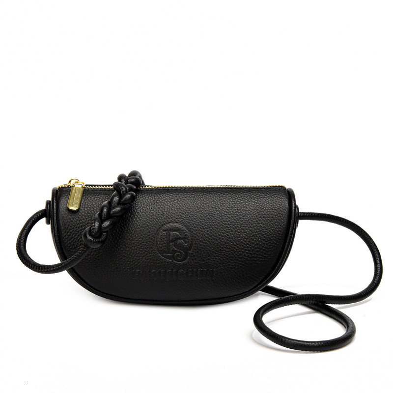 Genuine women's top layer cowhide single shoulder crossbody saddle Solid soft leather bag
