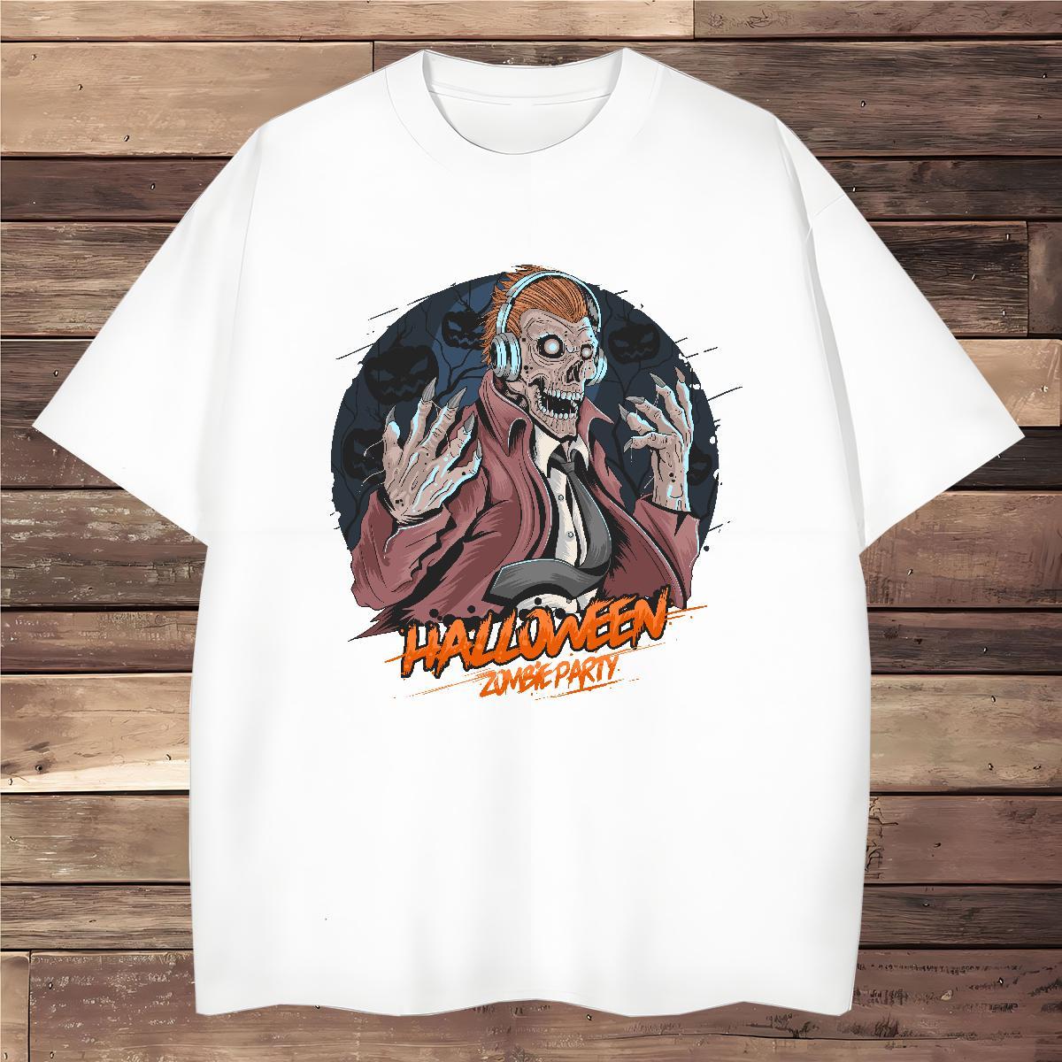 Soft T Shirt For Man skull Crew Neck Breathable Street Wear Plus Size Cartoon 230g 100% Cotton Men Clothes T-Shirt Casual New Tops