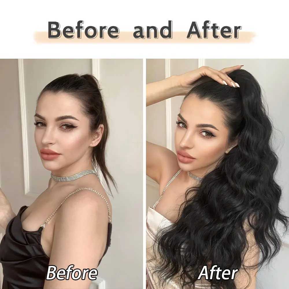 Hair extension ponytail claw 22 wavy fake hair curled synthetic ponytail wig clip daily fluffy ponytail braid hair clip W240817