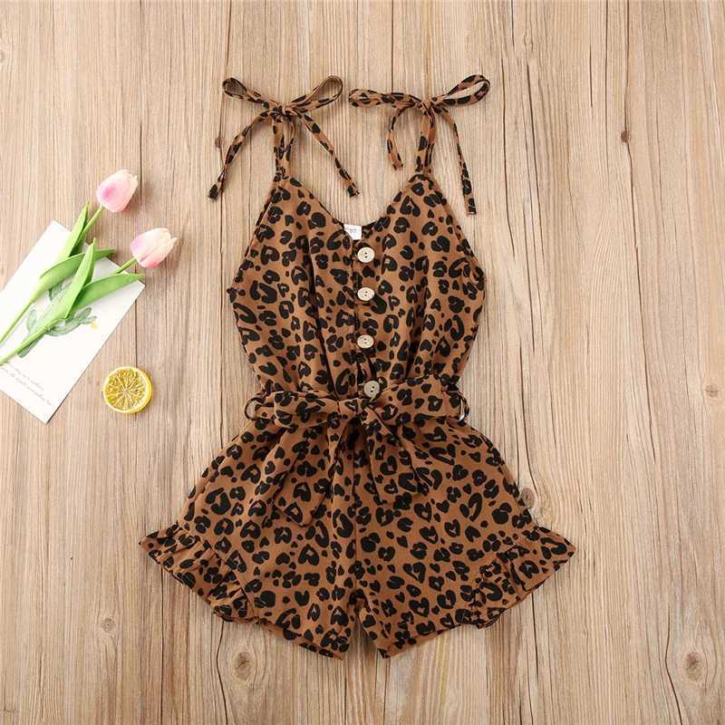 2020 Summer Baby Girl Clothing Leopard Coat 4-Color Sleeveless Button Shorts jumpsuit Fashion Set W240806