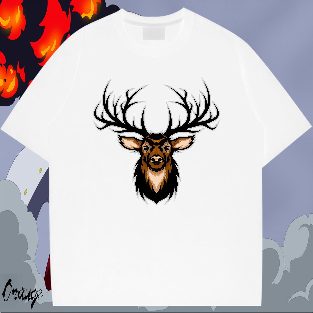 Comfortable Tshirts Casual 230g Cotton Custom Anime Breathable Short Sleeve deer T shirt New Designer Tops Tees