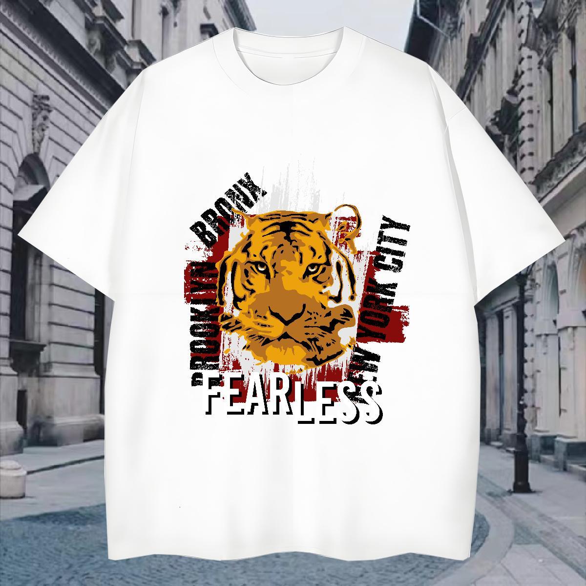 Man T Shirts 230g 100% Cotton tiger Sports Casual Crew Neck Breathable DIY Logo Oversized Men Tees Wholesale Soft Top Tees