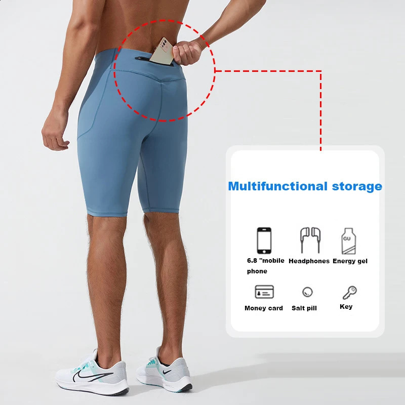 Compression shorts mens quick drying bodybuilding fitness elastic waist sports bottom gym running 240819