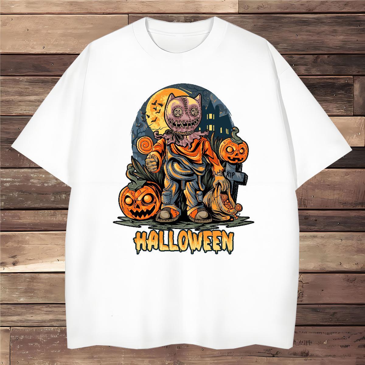 Soft Man T Shirts halloween Breathable Sports Casual DIY Logo Oversized 230g Cotton Tshirts 2024 DIY Tees