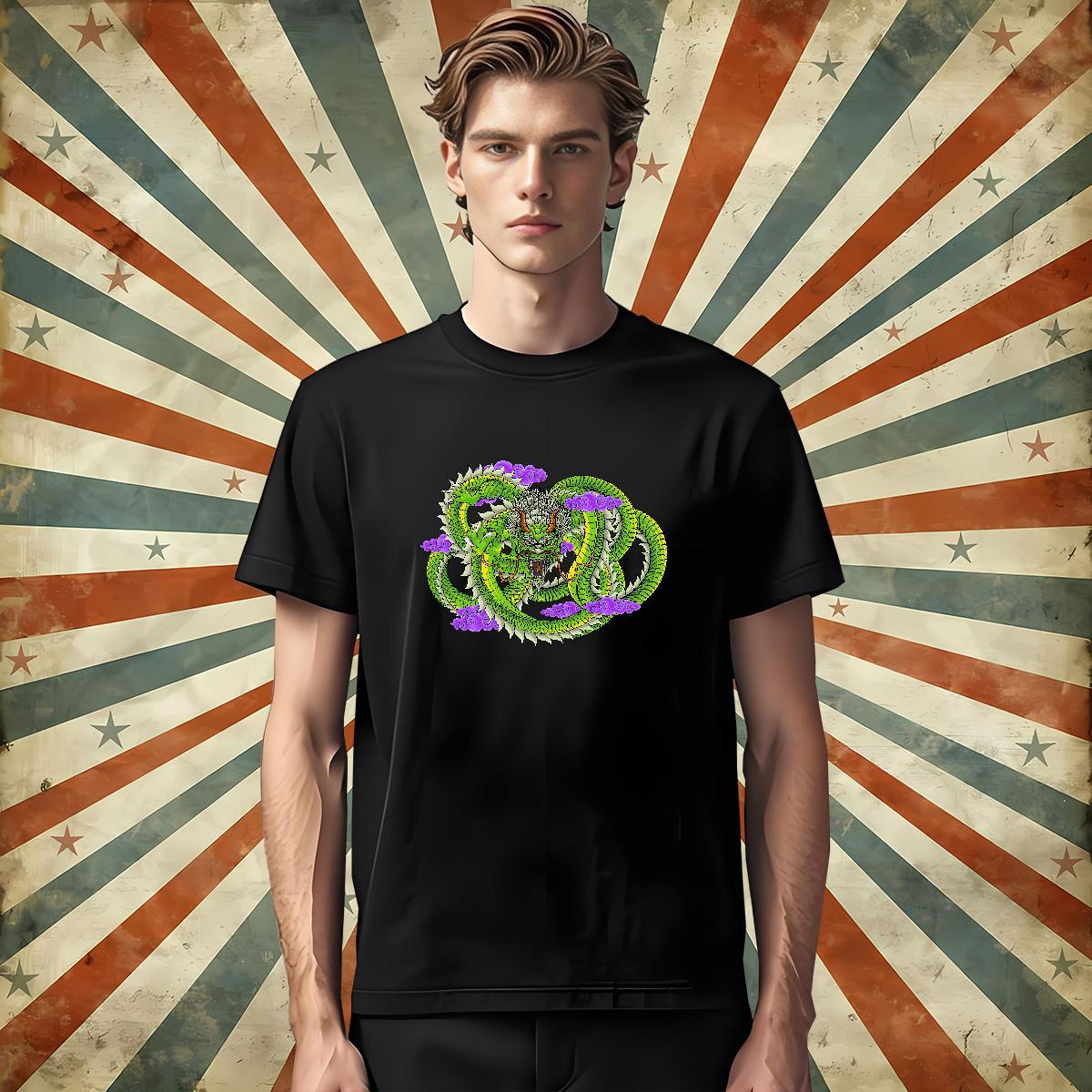 Soft dragon T-Shirts Anime Printing Street Men Clothes T-Shirt 230g Cotton Designer Round Neck Short Sleeve White Plus Size Tops