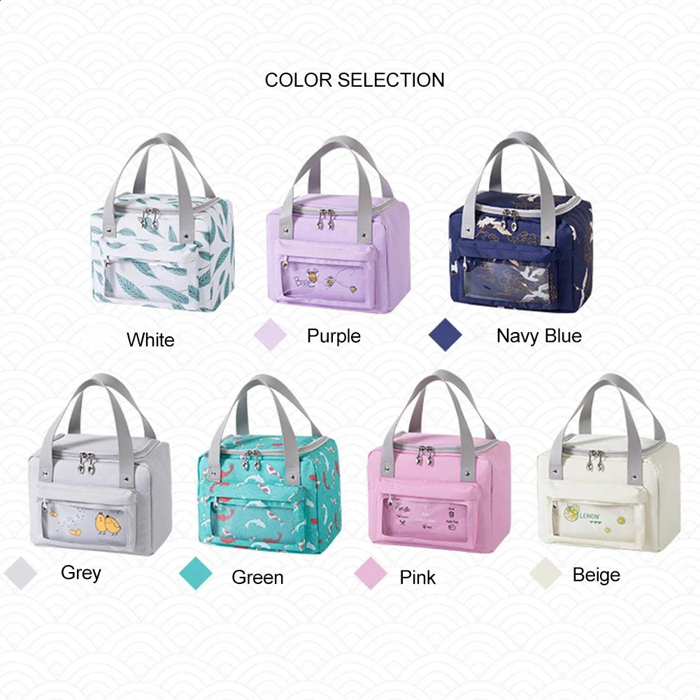 Picnic Bag Portable Lunch Bag with Shoulder Strap Food Thermal Bag Drink Insulated Bag for Beach Picnic Road Trip Travel 240819