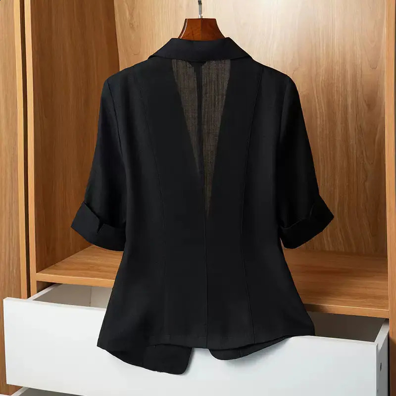 Womens Summer Chiffon Small Fashion Button Pocket Splicing Casual Breathable Edition Thin Middle Sleeve Top 240819
