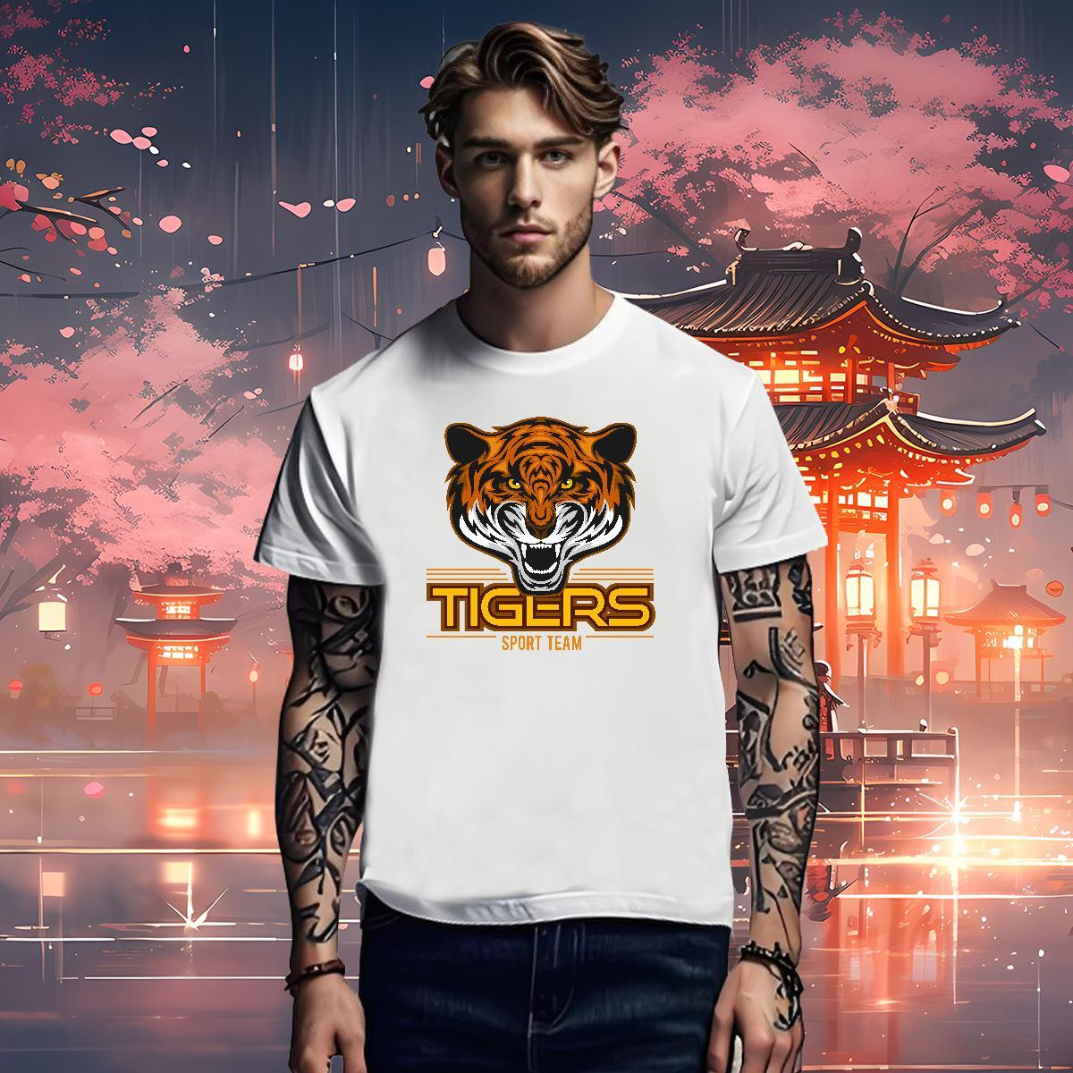 Customized Men Tops Tees tiger Beach 230g Cotton Polos Breathable Short Sleeve Comfortable T Shirt For Man Floral Print