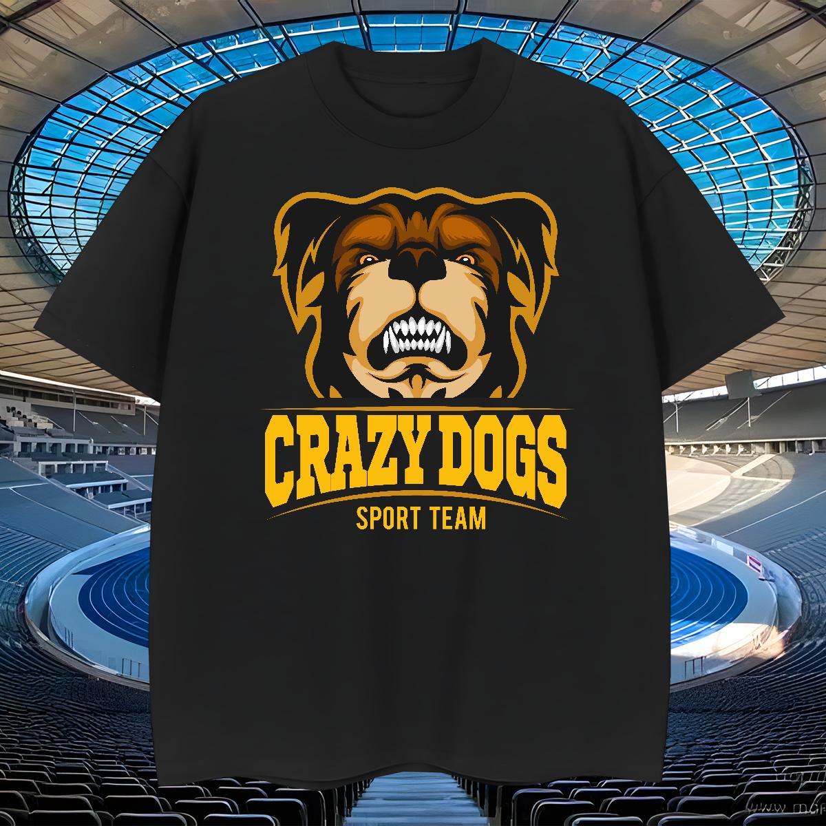 Loose Men T Shirts crazy dog Breathable Soft Spring Summer DIY Printed 230g 100% Cotton Couples T Shirts Free Shipping Top Tees