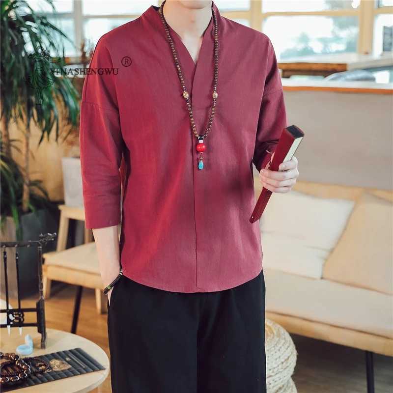 Kimono Japanese Men Short Half-Sleeve Shirts T-shirt Japan Harajuku Trousers Asian Male Summer Yukata Haori Cardigan CostumesXJ240819