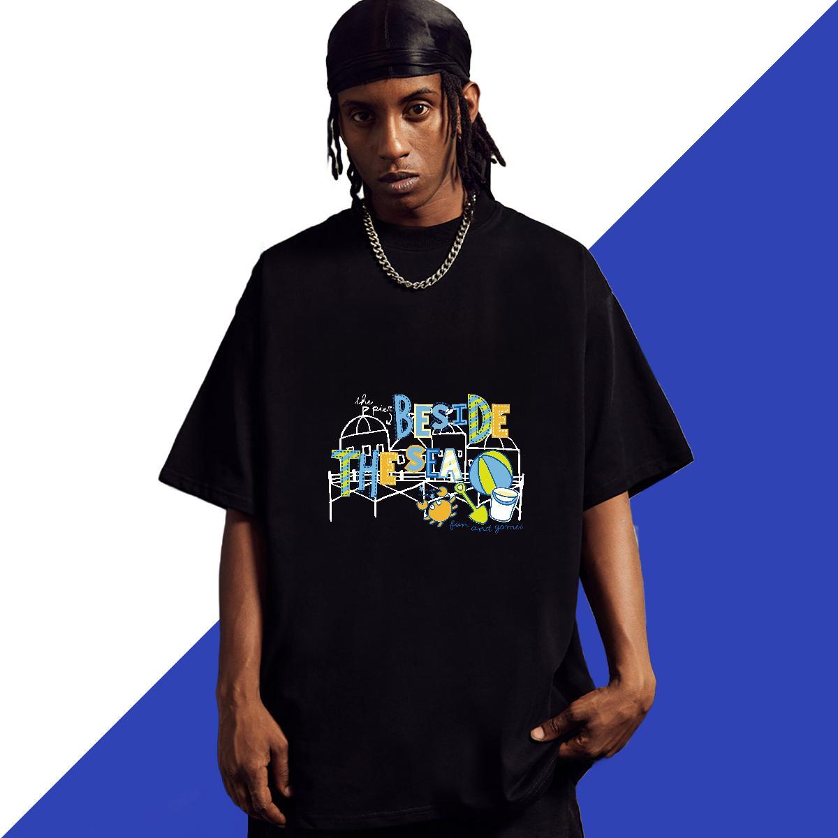 High Quality Couples T Shirts Anime Printing Street 230g Pure Cotton Custom Printing Breathable Short Sleeve letter Men T Shirts Factory Direct Tshirt