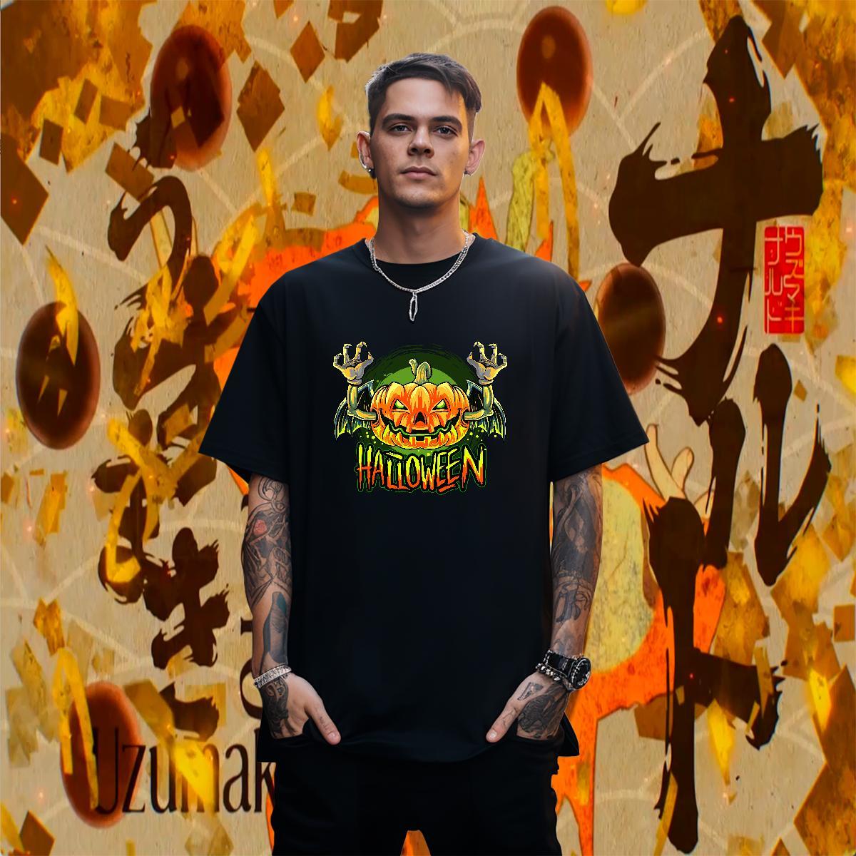 Brand T Shirts Men halloween Breathable Short Sleeve Casual Daily Wear Anime 100% Cotton 230g Men Tops Tees Designer Fashion Tee Shirt