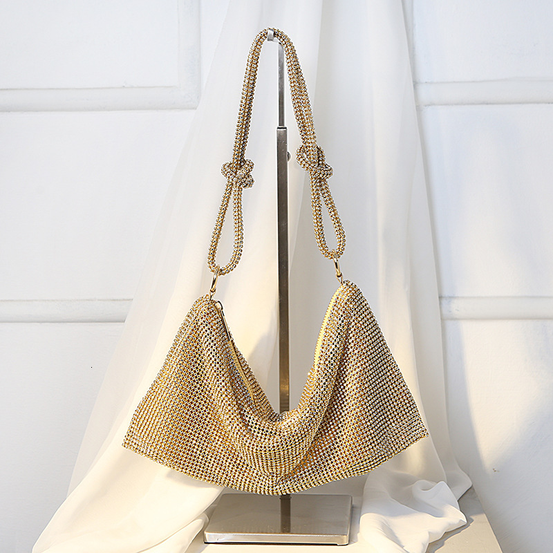 2023 New Handmade Full Water Diamond Banquet Party Single Shoulder Handbag Underarm Bag for Women