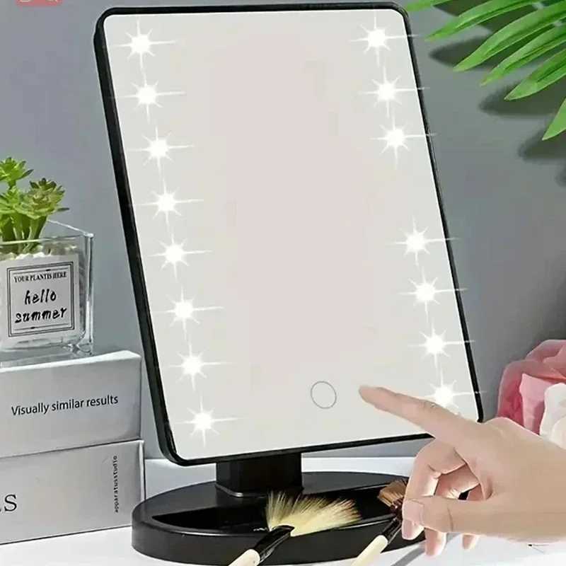 16 LED Makeup Mirror Table Type Single Side Portable Desktop Beauty Mirror Student Dormitory with Light Makeup Rotating Storage Y240819