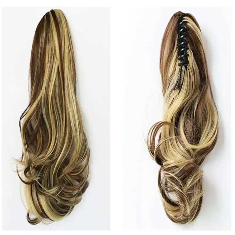 A ten inch large wave clip with a curled ponytail. Synthetic high-temperature silk wig with ponytail W240817