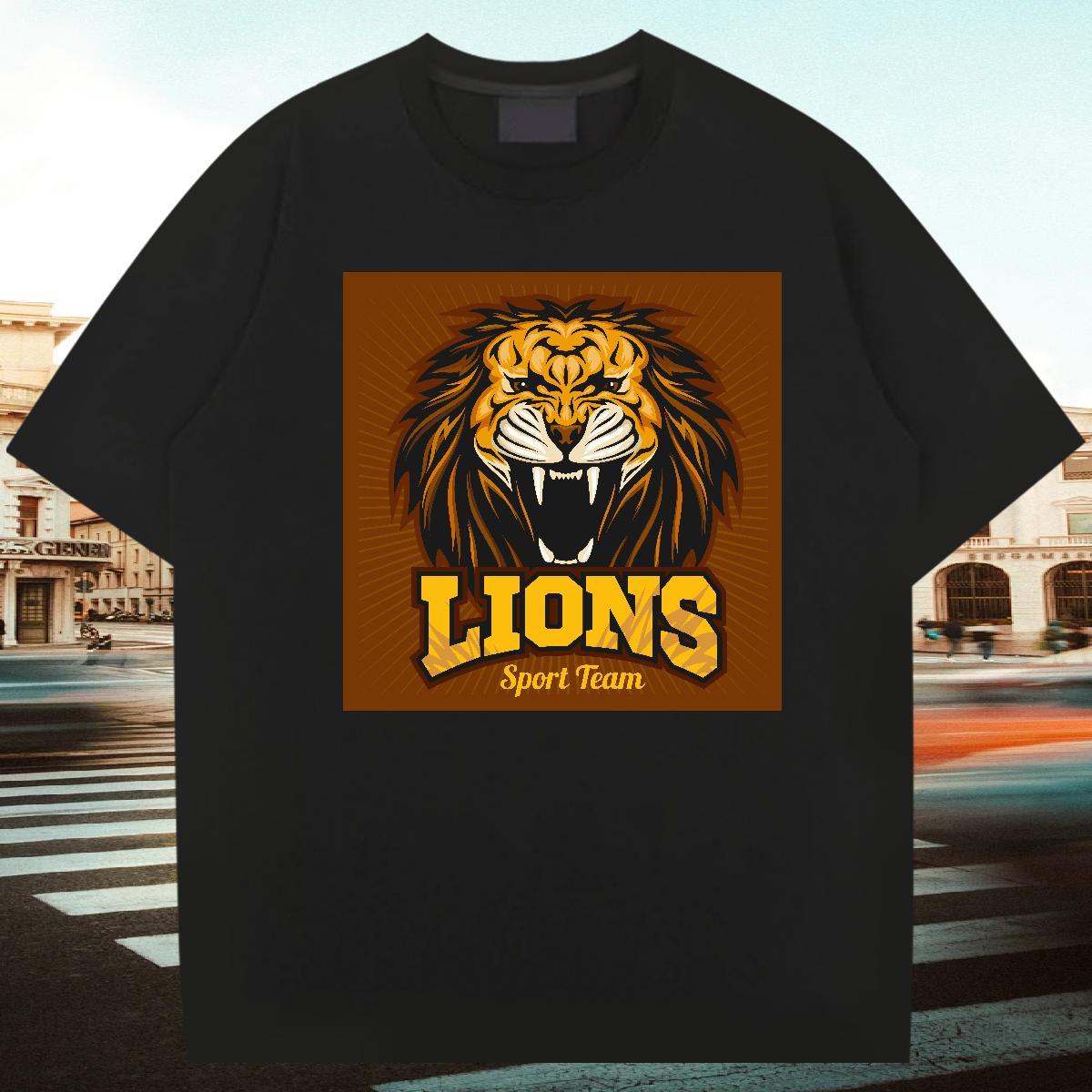 Wholesale Couples T Shirts Street Casual 230g Cotton Black Oversized Pure Cotton lion T shirt Fashion Designer Clothings