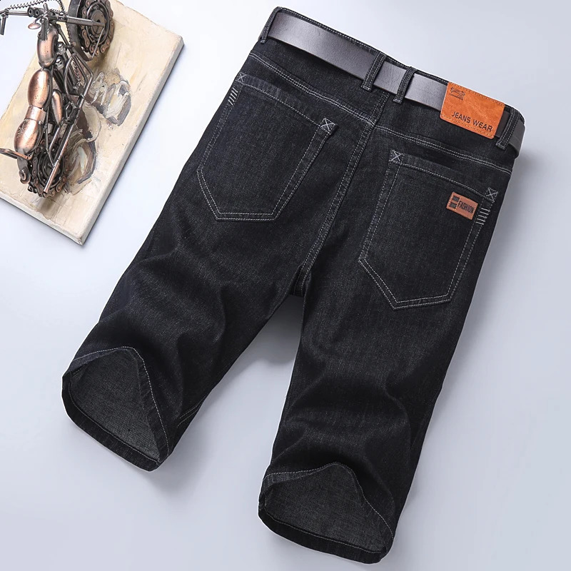 Summer thin denim mens shorts highquality jeans pure cotton straight blue casual size 40 240819