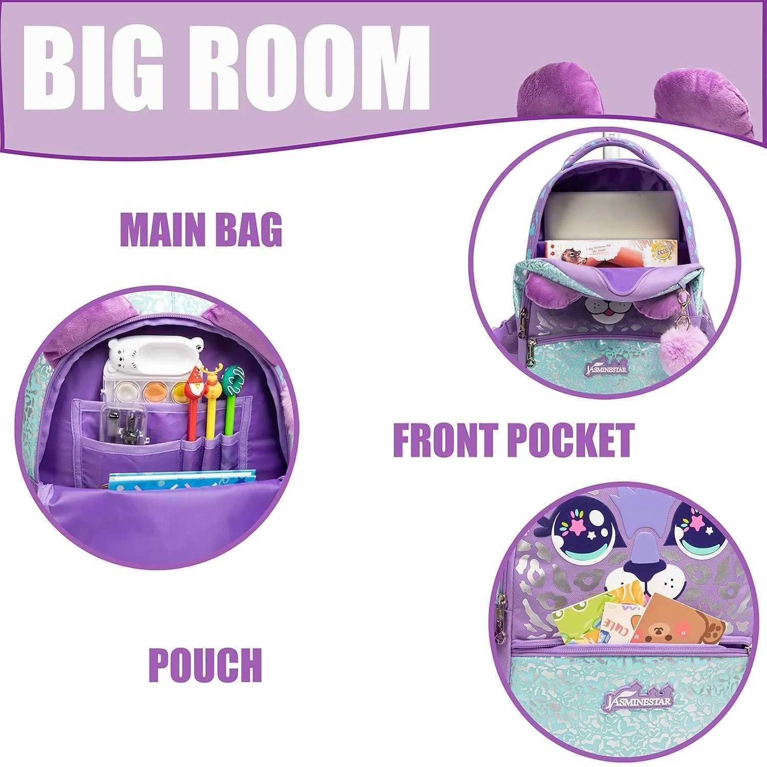 Rolling Backpack for Girls Kids Backpack with Wheels Backpack for Elementary Students Carry on Luggage Bookbag with Roller Y240820