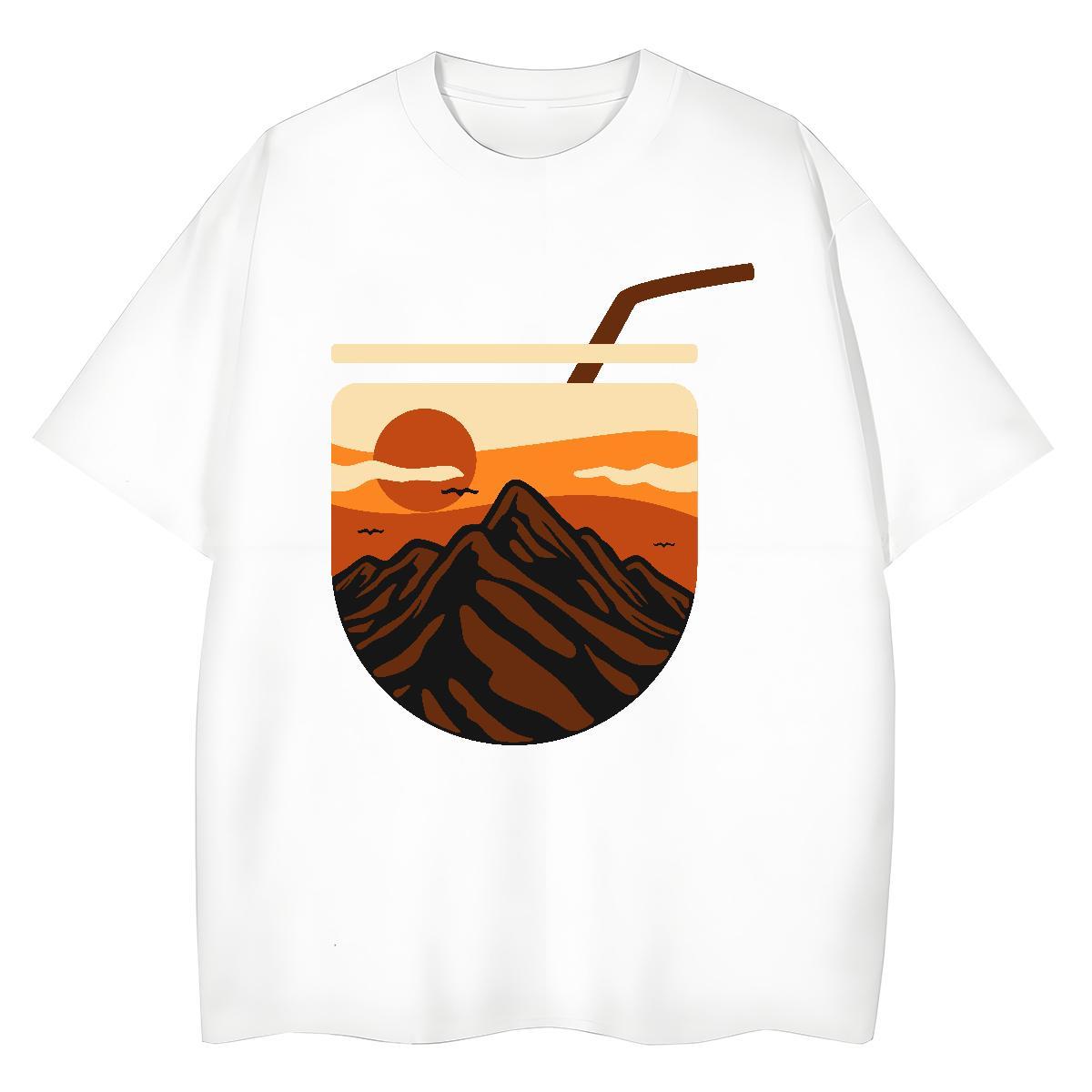 Fashion New Women Tees Sports Street Wear Comfortable Tops Tees Designer 100% Cotton 230g mountains Customized Print T-Shirts for Women