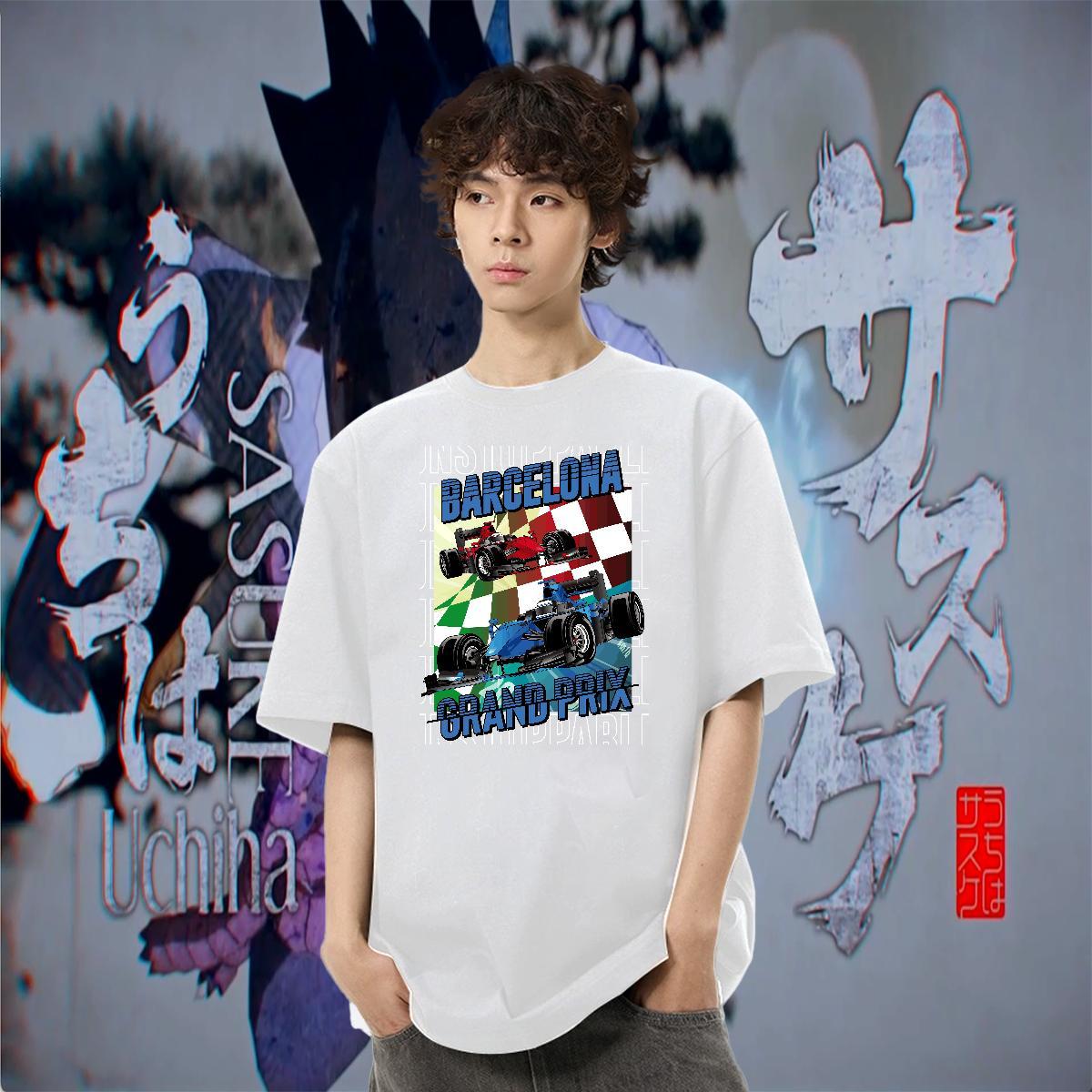 Soft Men Tees Street wear Hip Hop 230g Cotton DIY Anime Breathable Short Sleeve car T-Shirts Classic Tees Shirts