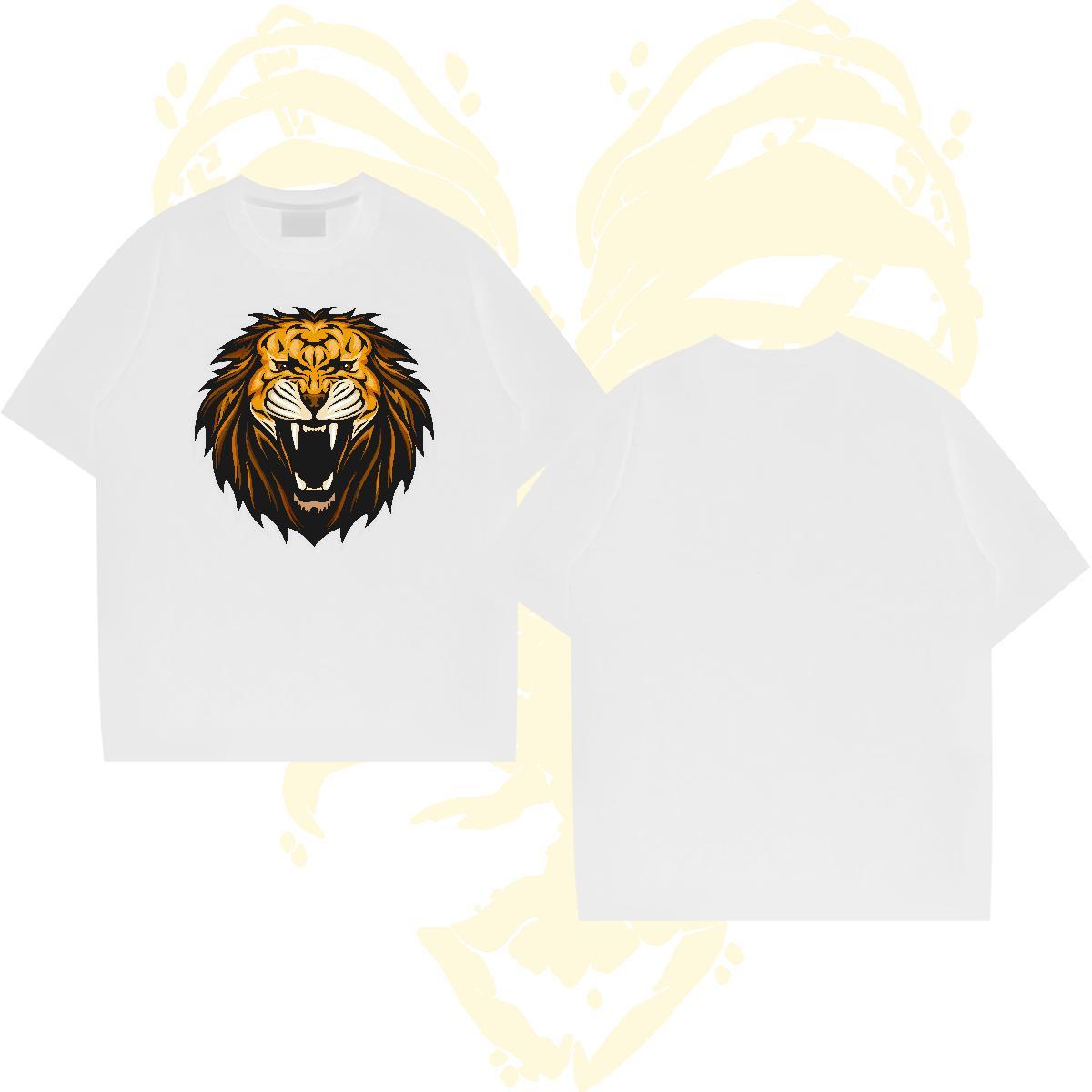 Classic T Shirts Men lion Short Sleeve O-Neck High Street Hip Hop DIY 230g 100% Cotton Men Tshirts 2024 Designer Polos