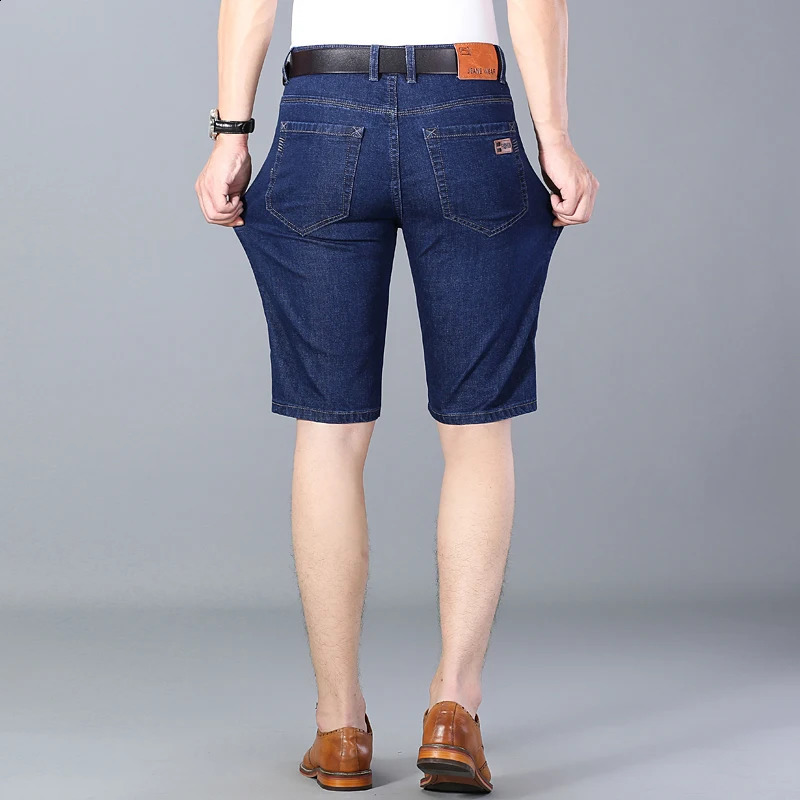 Summer thin denim mens shorts highquality jeans pure cotton straight blue casual size 40 240819
