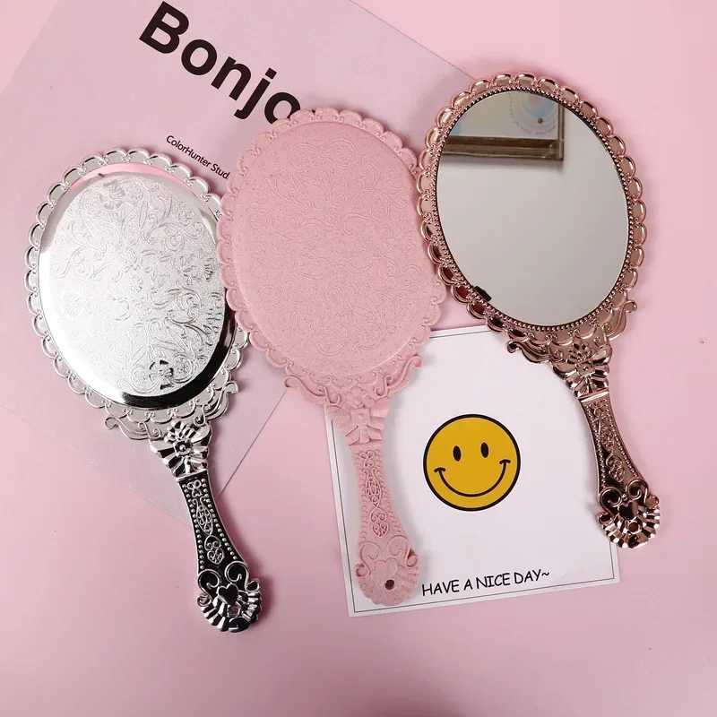 Vintage Carved Handheld Vanity Mirror Makeup Mirror SPA Salon Makeup Vanity Hand Mirror Handle Cosmetic Compact Mirror for Women Y240819