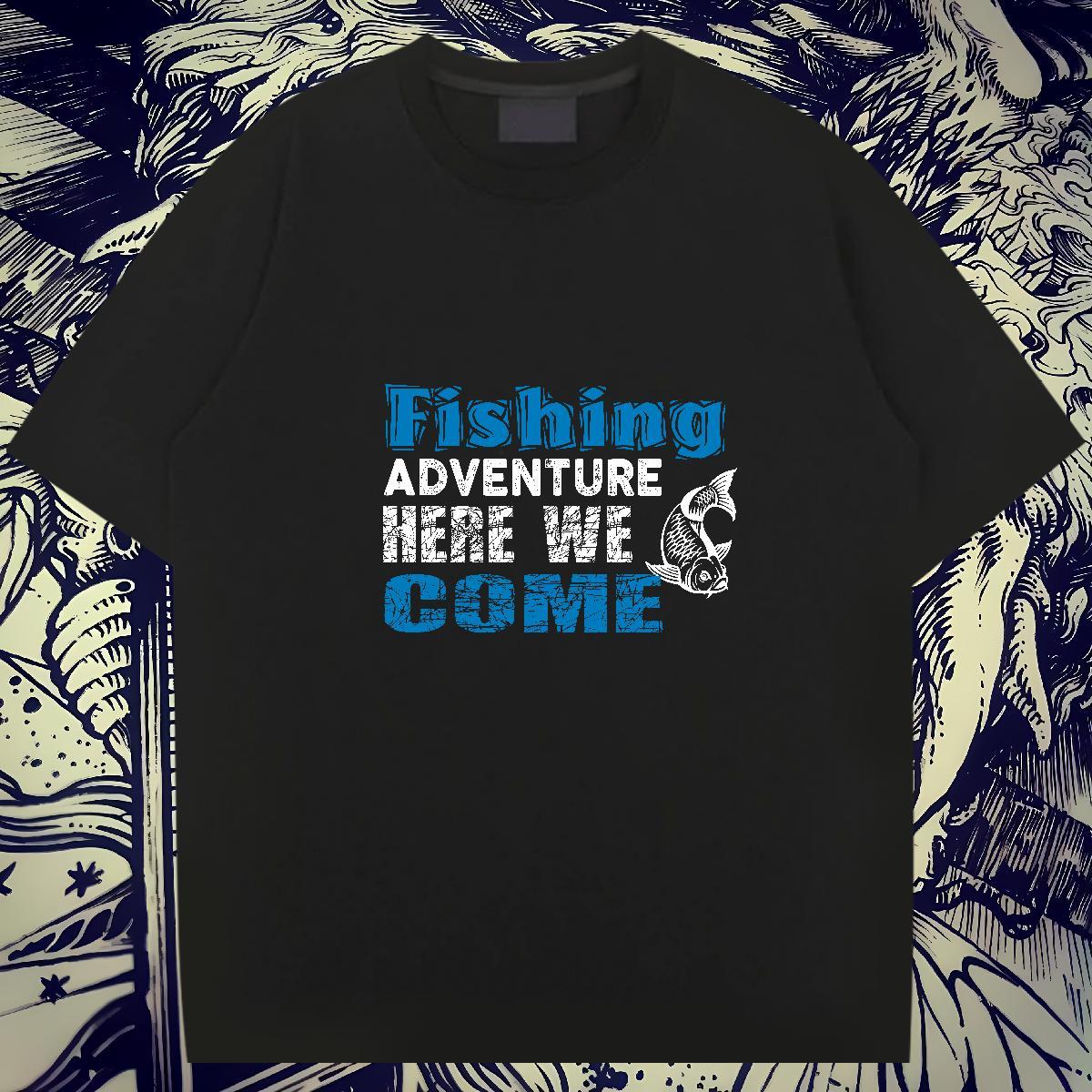 Comfortable Men Tops Tees Home Outdoor 100% Cotton 230g DIY Printed Crew Neck Breathable Fishing T-Shirts for Men 2024 DIY Tops Shirt