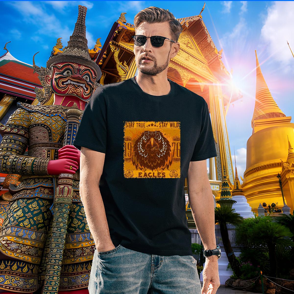 Comfortable T Shirts Men eagle Round Neck Short Sleeve Casual Beach Custom Anime 230g Pure Cotton Men Tshirts 2024 Tees Shirts