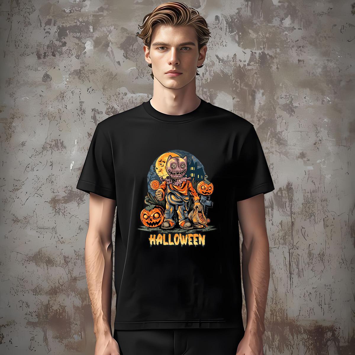 Popular T shirt pumpkin Short Sleeve O-Neck Sports Casual Customized Print 230g 100% Cotton Men Tops Tees New Designer Clothes