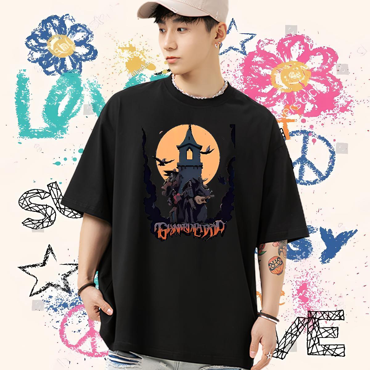 2024 Couples T Shirts Tower Summer Casual 100% Cotton 230g Top Tees O Neck Short Sleeves TOP Quality T-Shirts for Men Custom Cartoon