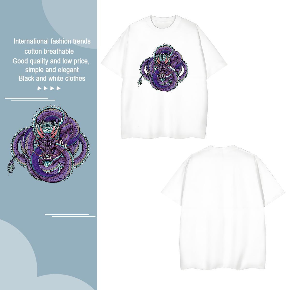 Designer dragon T-Shirts Street Wear Men Tees 100% Cotton 230g Fashion Design Breathable Crew Neck Black Oversized Tee Shirt