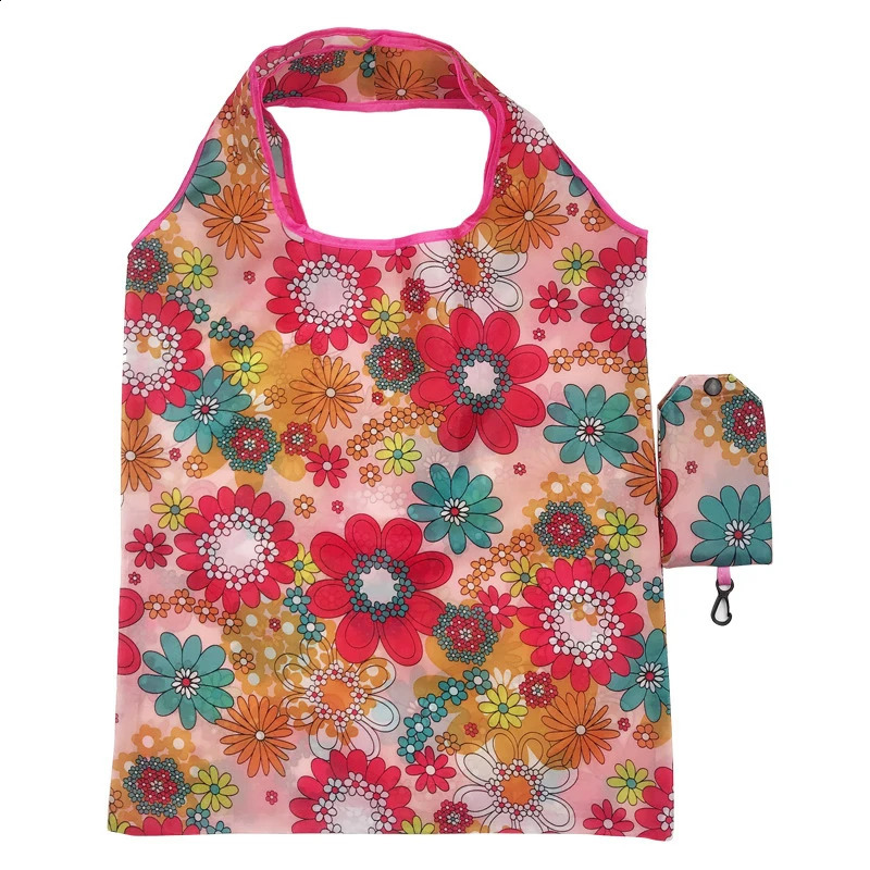 Fashion Printing Foldable EcoFriendly Shopping Bag Tote Folding Pouch Handbags Convenient LargeCapacity For Travel Grocery y240925