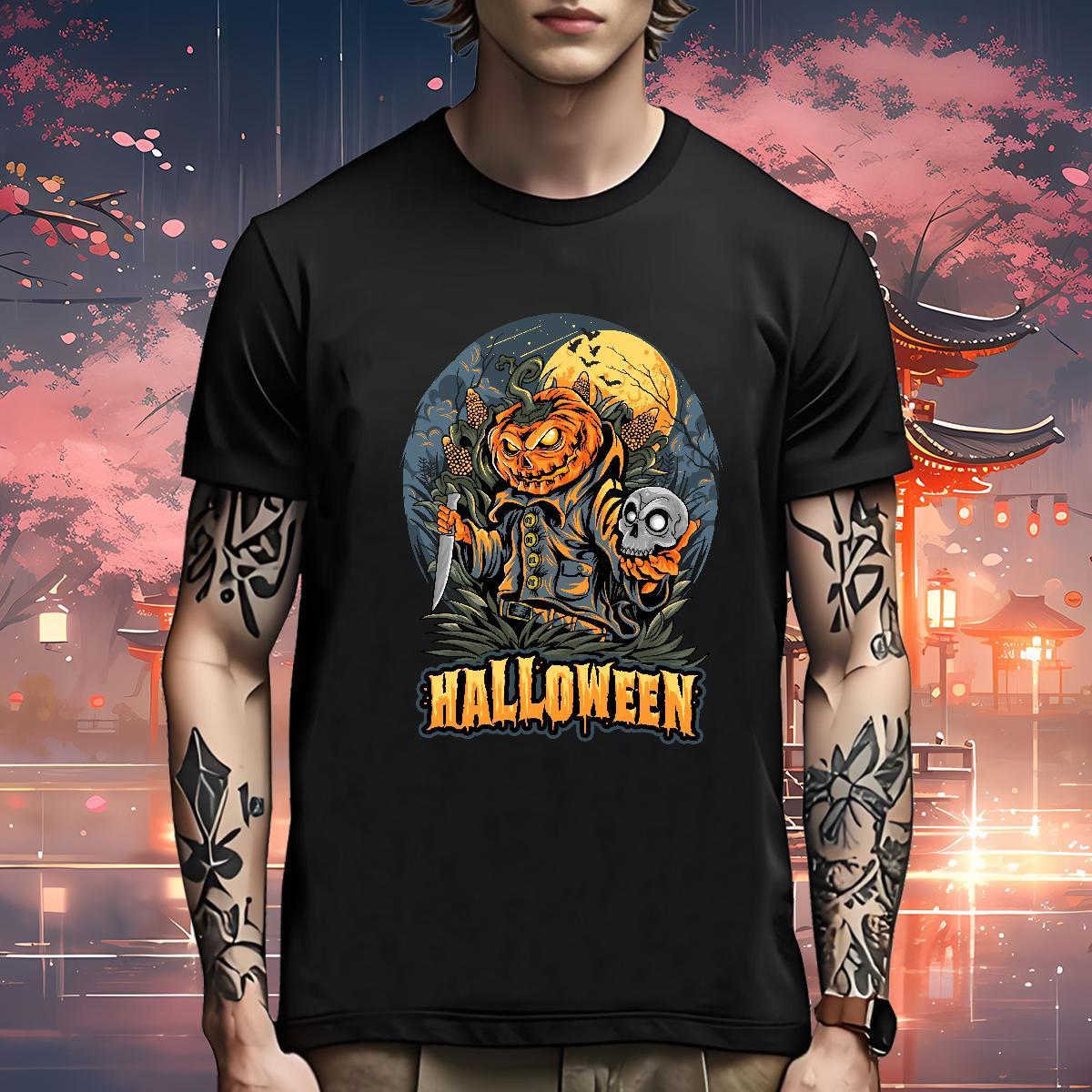 Loose Mens T Shirts pumpkin Breathable Short Sleeve Summer Casual Custom Printing 230g Pure Cotton Couples T Shirts Free Shipping Clothes