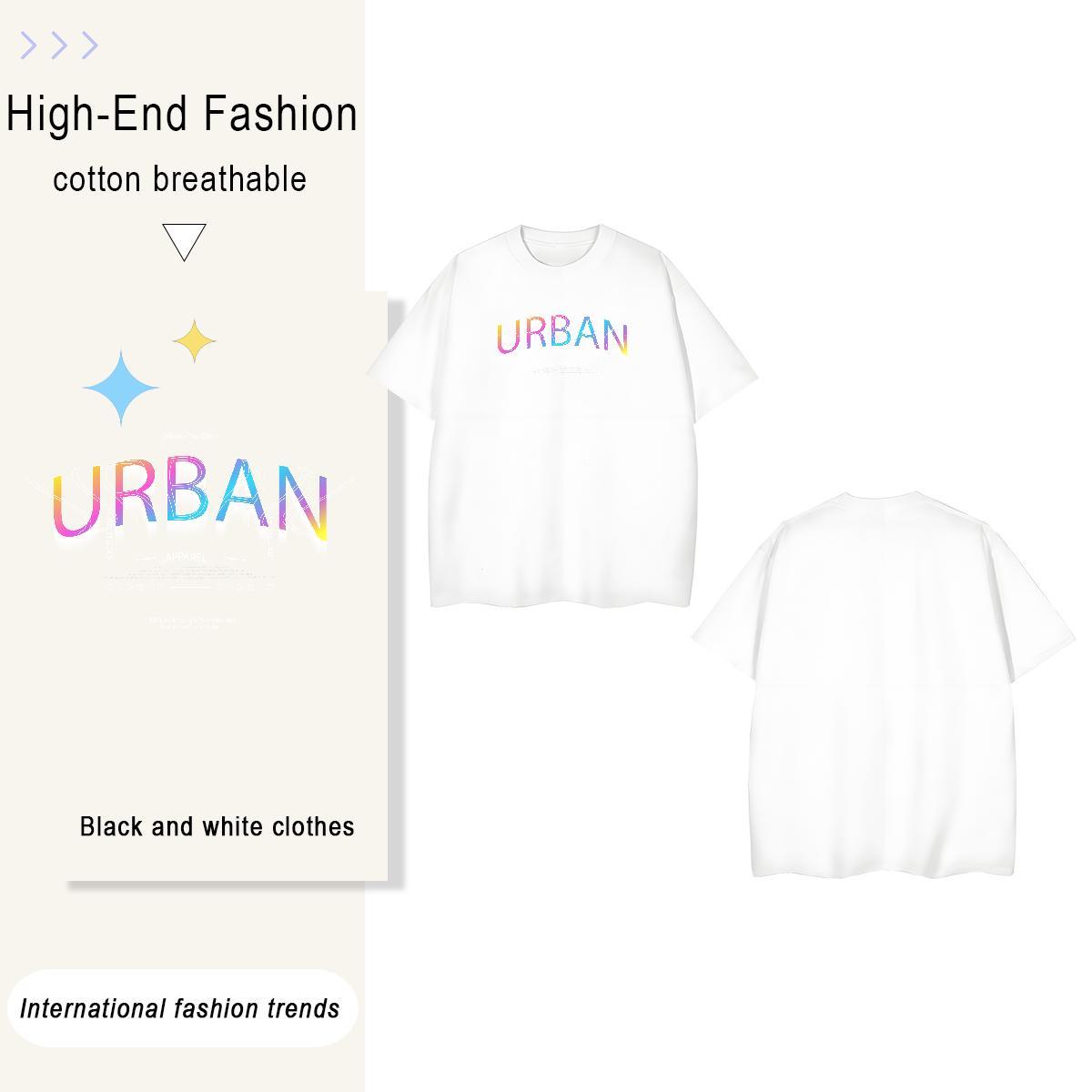 Loose Fit URBAN 230g Pure Cotton Men Tshirts Casual Breathable Short Sleeve T Shirt For Man 2024 New Plus Size Custom Tees