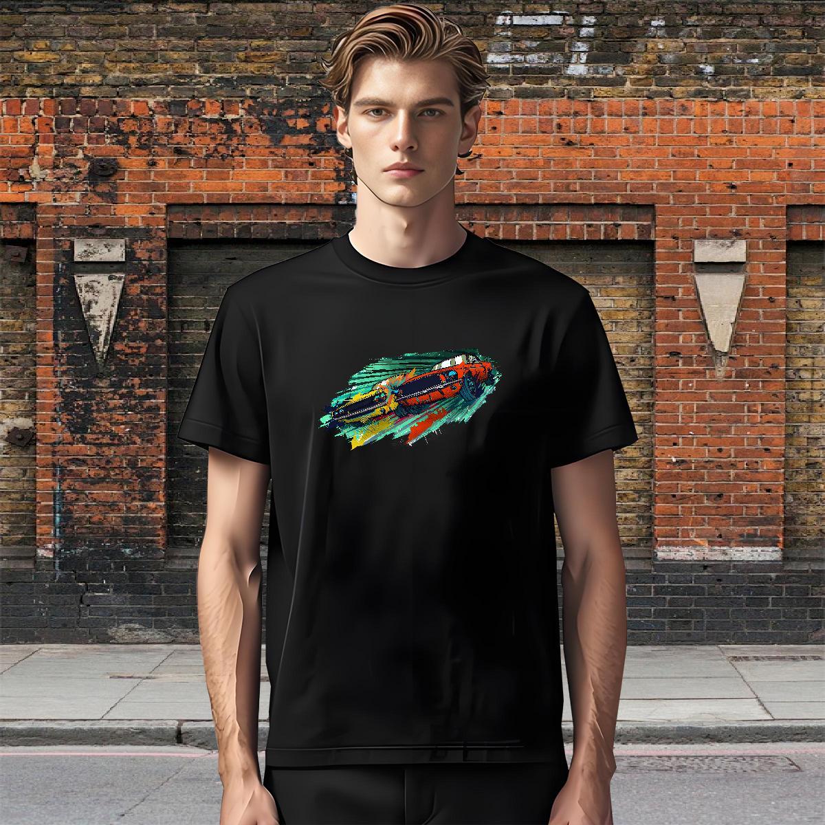 Cool Design Men Clothes T-Shirt Anime Printing Street 230g Pure Cotton DIY Printed Breathable Crew Neck car T-Shirts Wholesale Tees Shirts