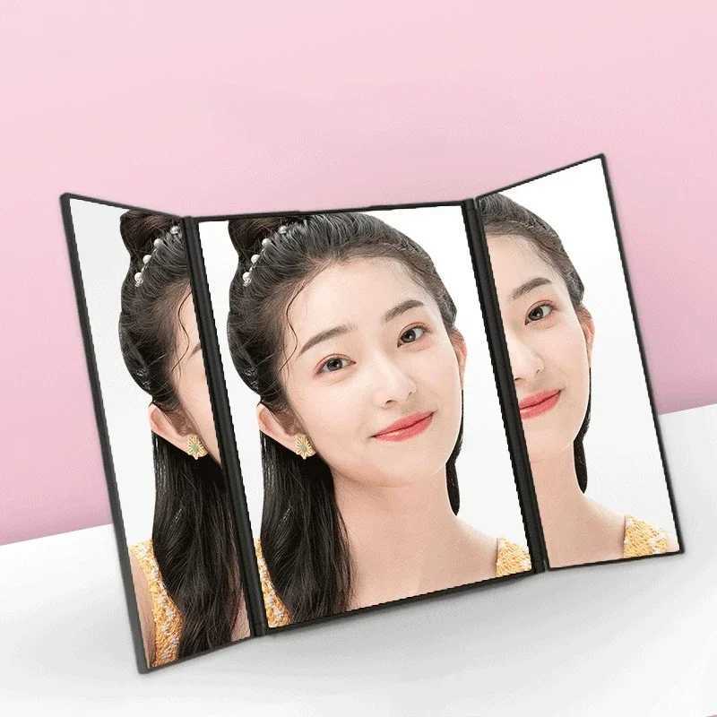 LED Cosmetic Mirror Lightless Style Tri-fold Mirror High-grade Mirror Travel Carry-on Portable Y240819