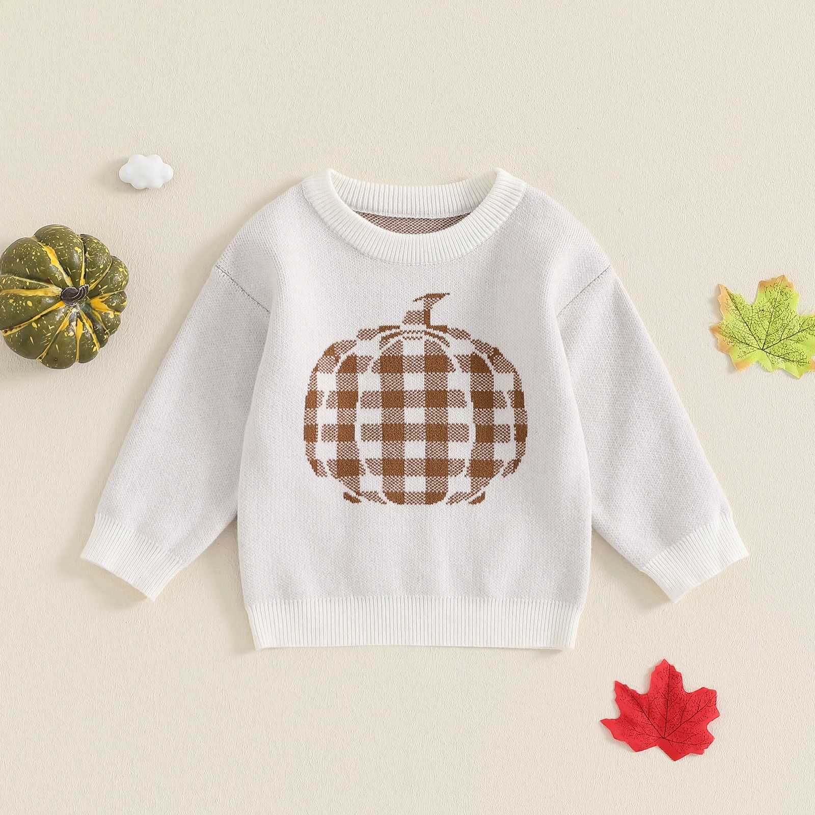 FOCUSNORM 0-3Y Baby Girl Halloween Knitted Sweater Long Sleeve Round Neck Pumpkin Embroidery Zipper Knitted W240820