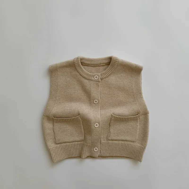 Autumn winter Kids Sleeveless Sweater Kids Sweater Pure Printing Knitted Vest For Boys Girls School UniformXJ240819