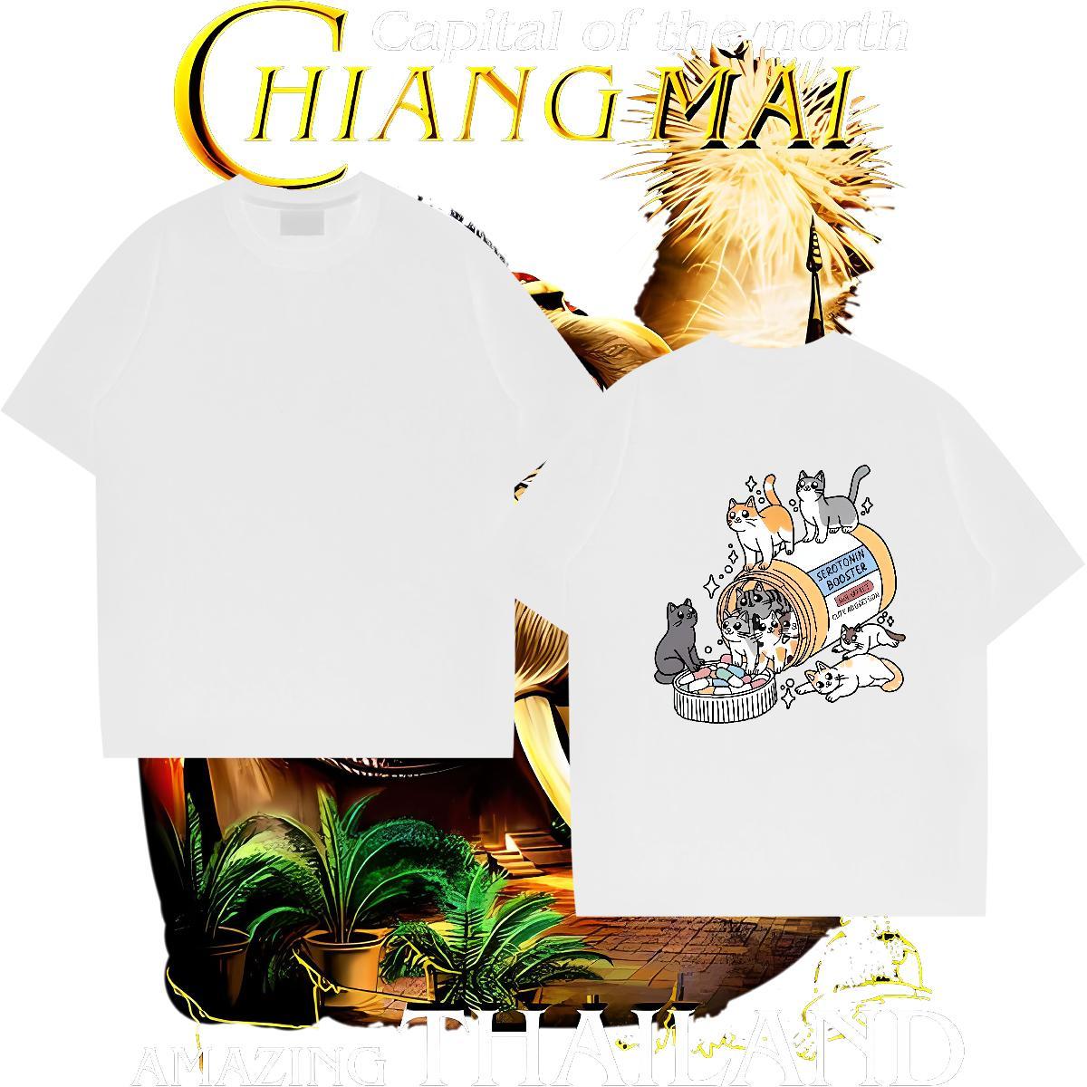 Wholesale T shirt cats Breathable Soft Daily Wear Plus Size Custom 230g 100% Cotton Mens Tshirts 2024 DIY Tops