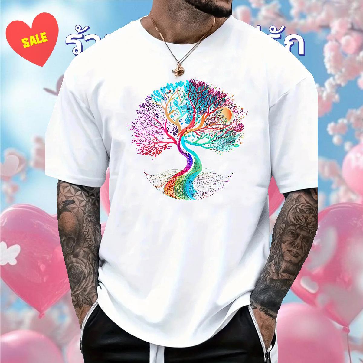 Free Shipping Men Tops Tees tree Anime Printing Street 230g 100% Cotton Clothes Breathable Soft Unisex Man T Shirts Black Oversized